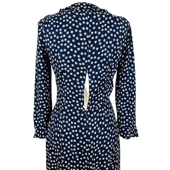 Reformation Heidi Navy And White Floral Midi Dress. - Picture 8 of 12